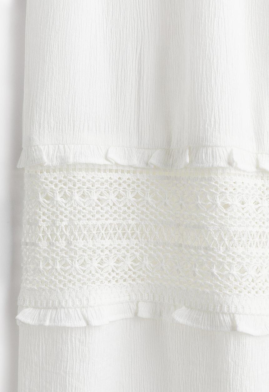 H&M - Lace-inset crêpe trousers - cream