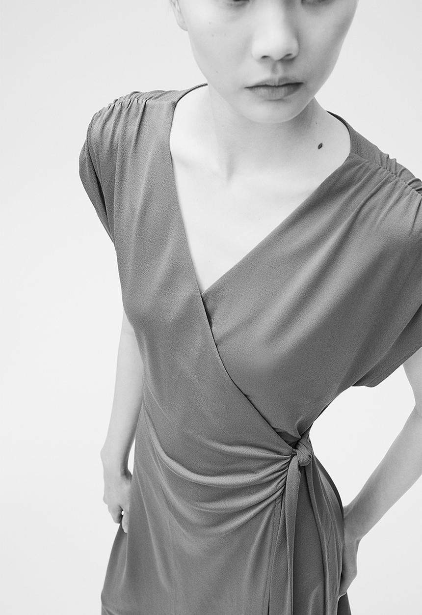 H&M - Jersey wrap dress - dark khaki green