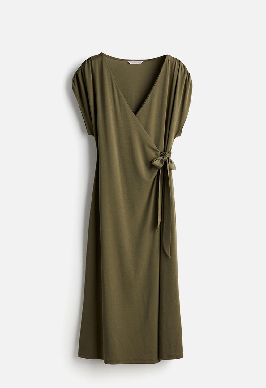 H&M - Jersey wrap dress - dark khaki green