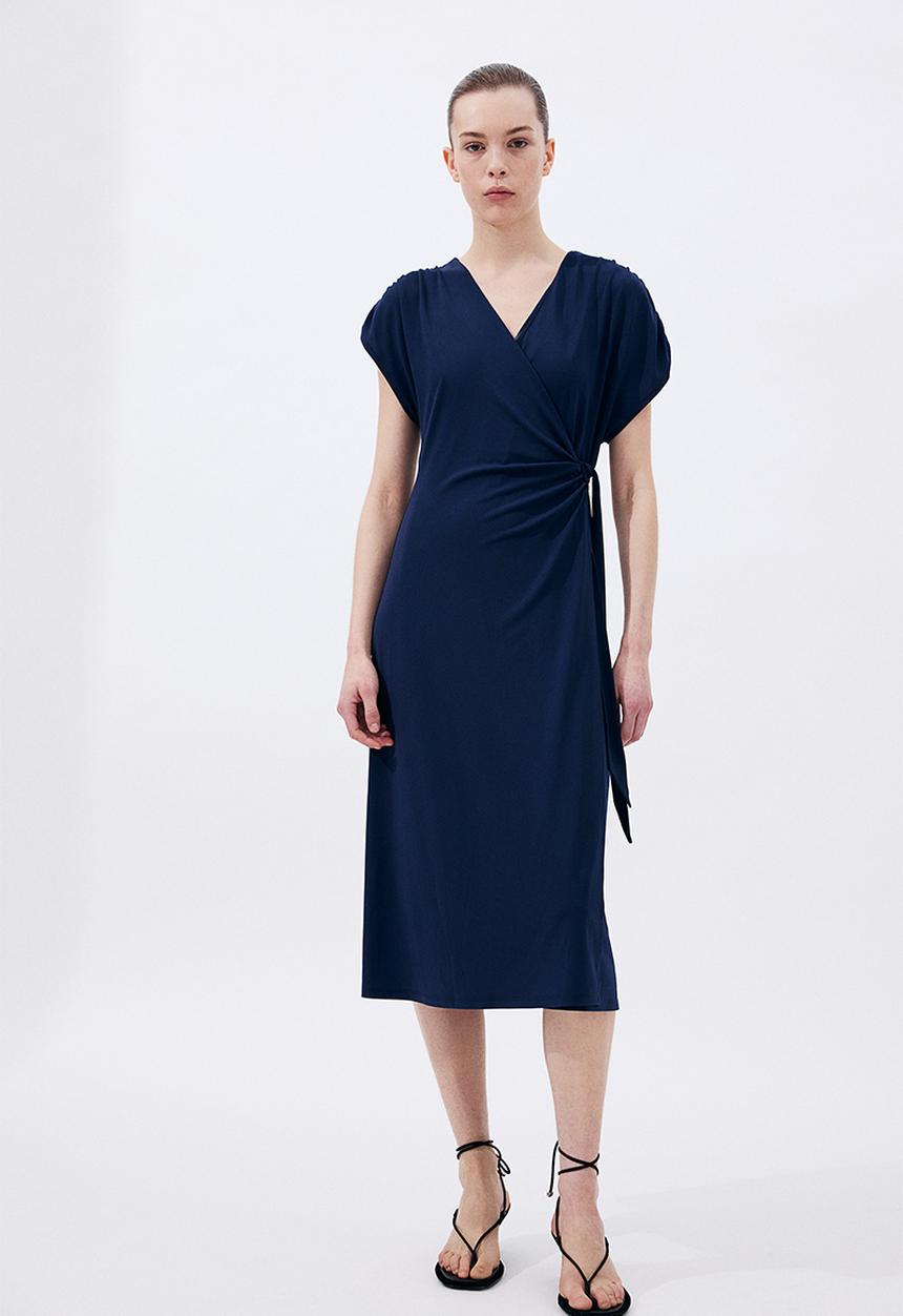 H&M - Jersey wrap dress - navy blue