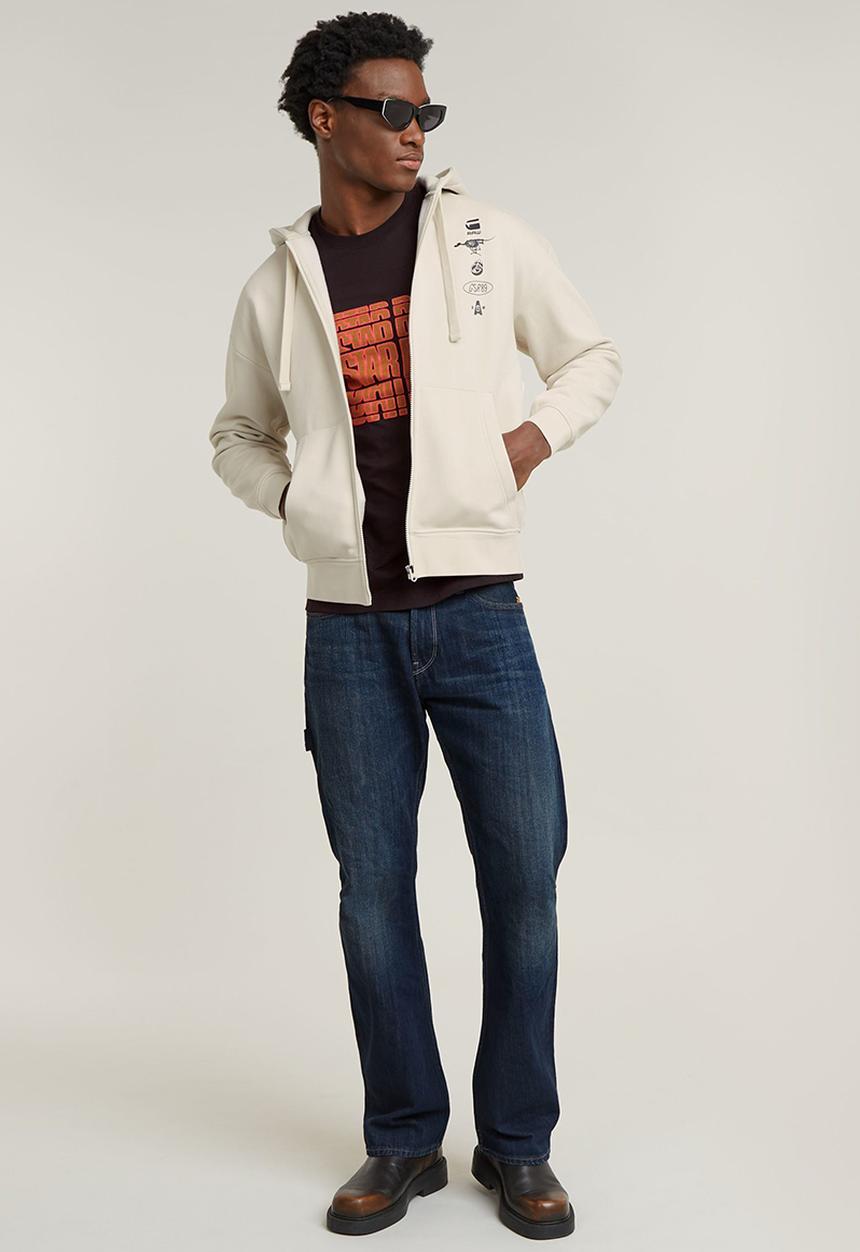 G-STAR - Poster back gr zip thru loose hooded sweatshirt - whitebait