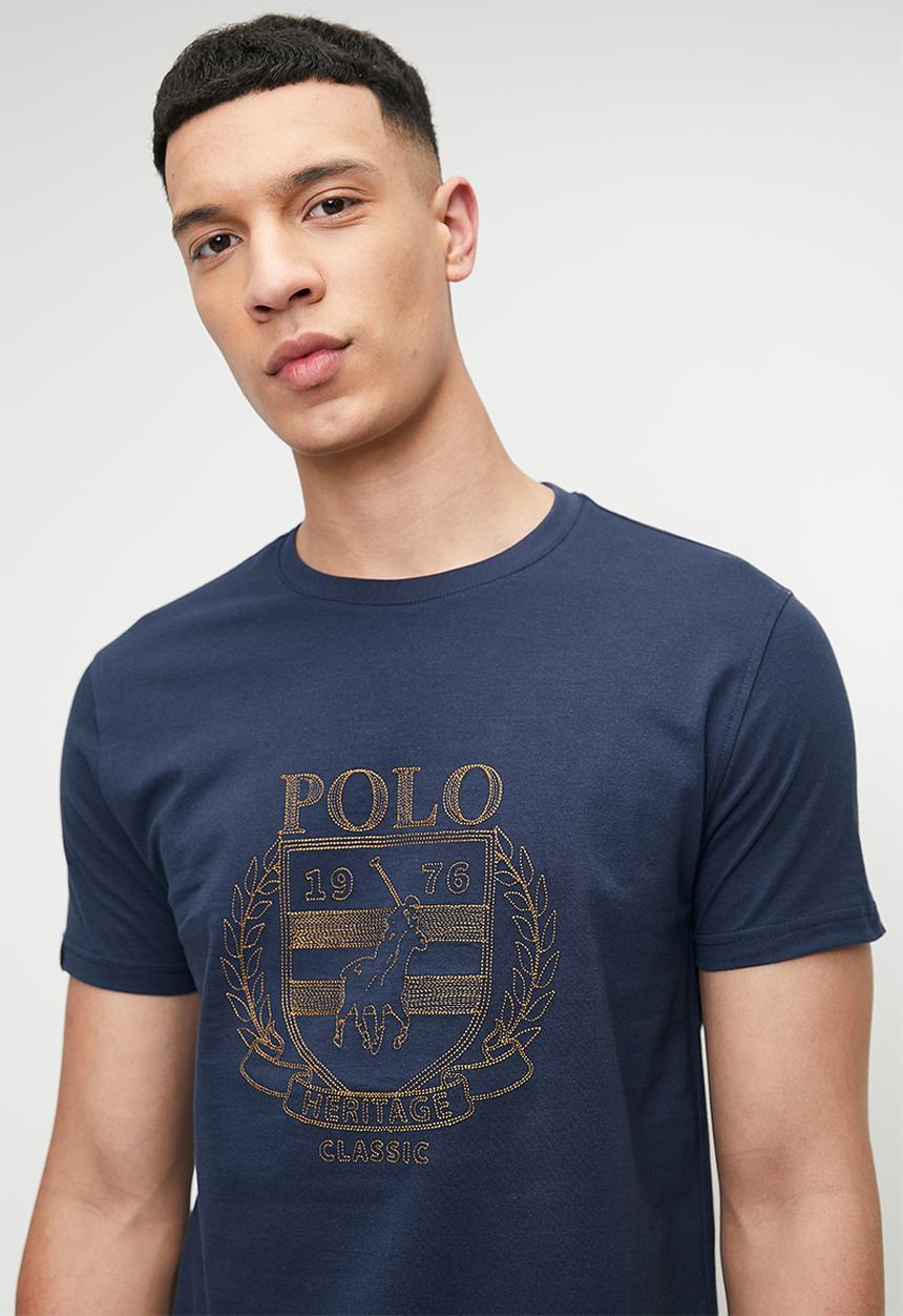 POLO - Wyatt Crest Embroided Ss Tee  - Navy