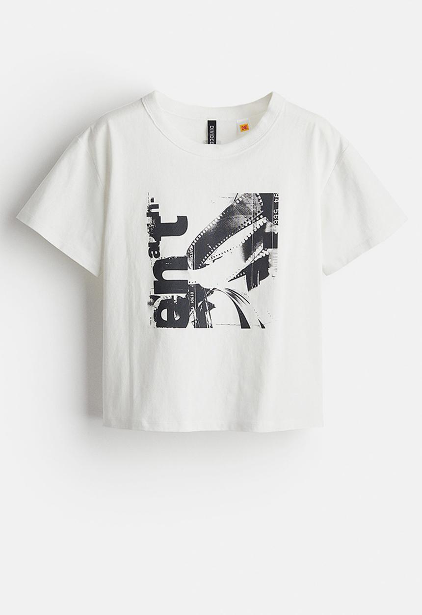 H&M - Printed t-shirt - cream & kodak