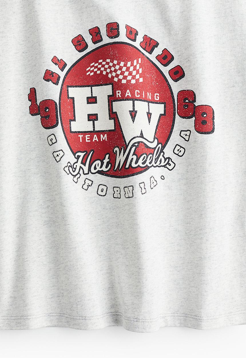 H&M - Printed t-shirt - light grey marl & hot wheels 