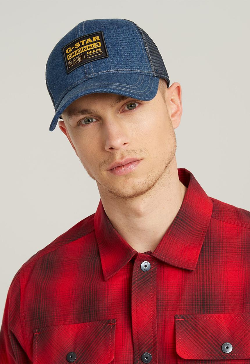 G-STAR - Denim embro baseball trucker cap - worn in sentry blue