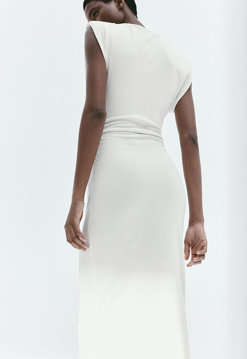 H&M - Shoulder-pad dress - cream