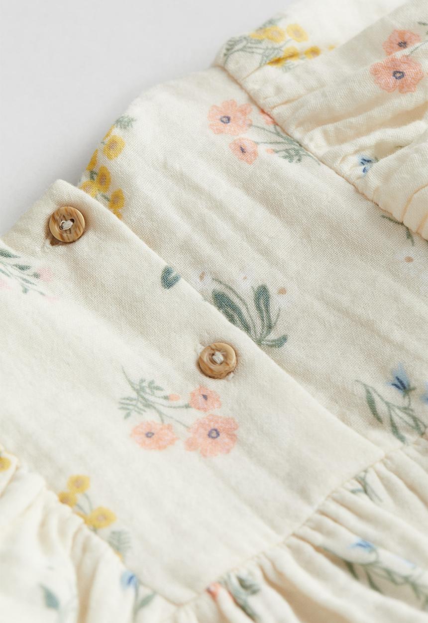 H&M - 2-piece patterned muslin set - Cream Floral