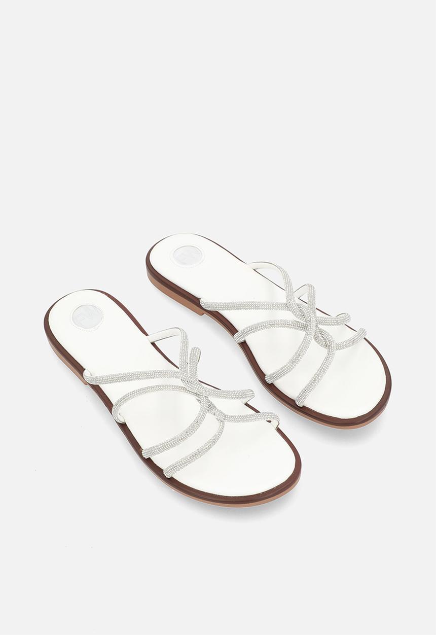 Footwork - Rosy Embellished - White