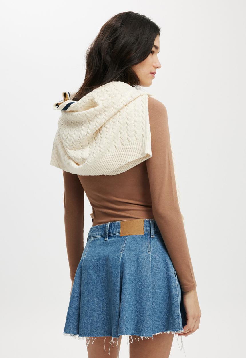 Cotton On - Pleated Denim Mini Skirt - Blue Haze