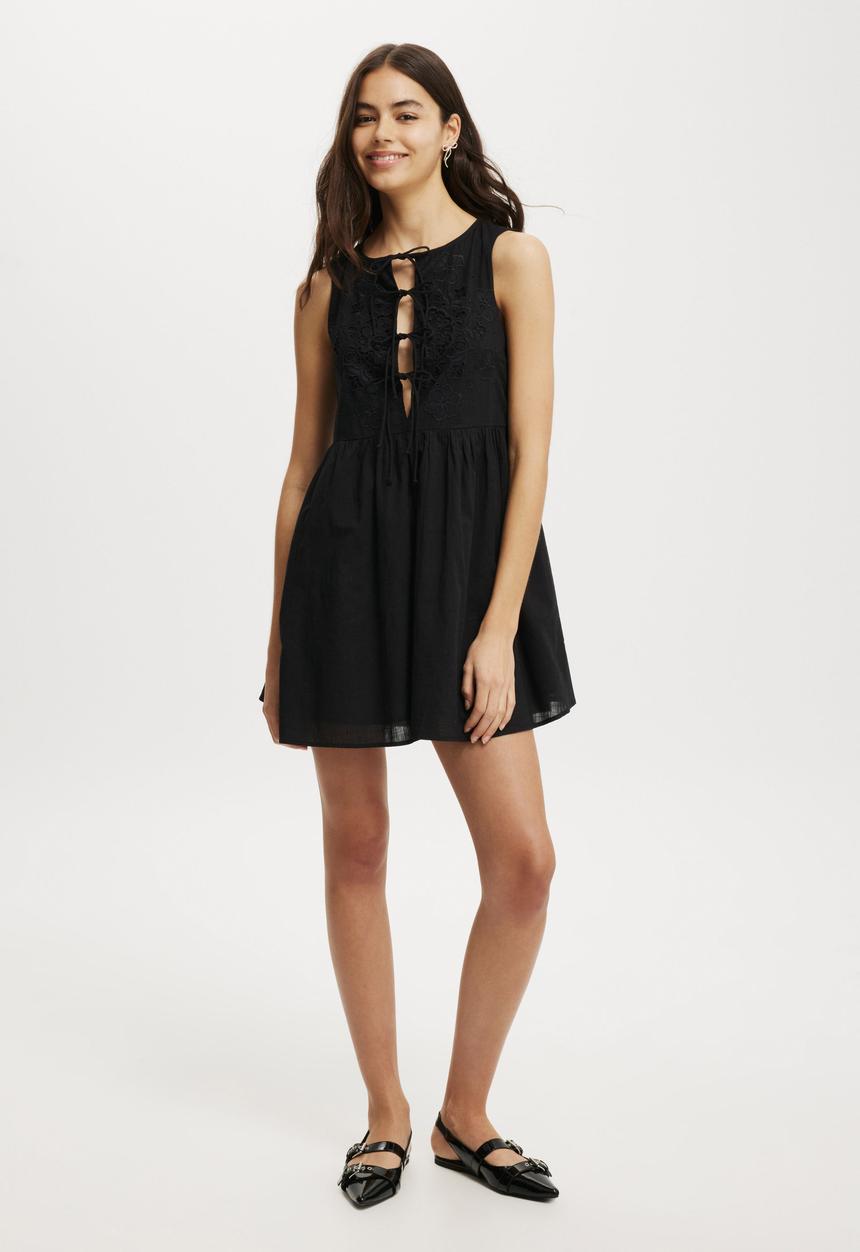 Cotton On - Casey Cutwork Mini Dress - Black