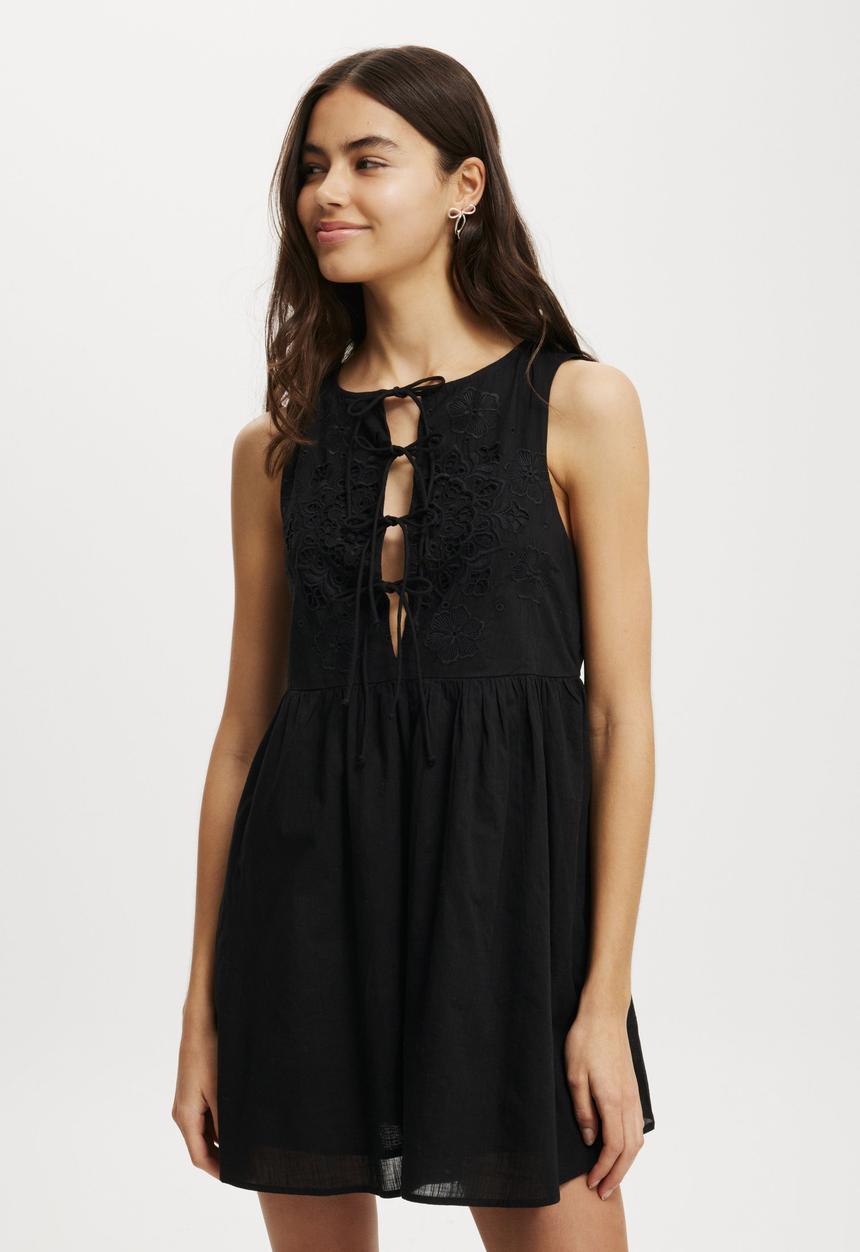 Cotton On - Casey Cutwork Mini Dress - Black