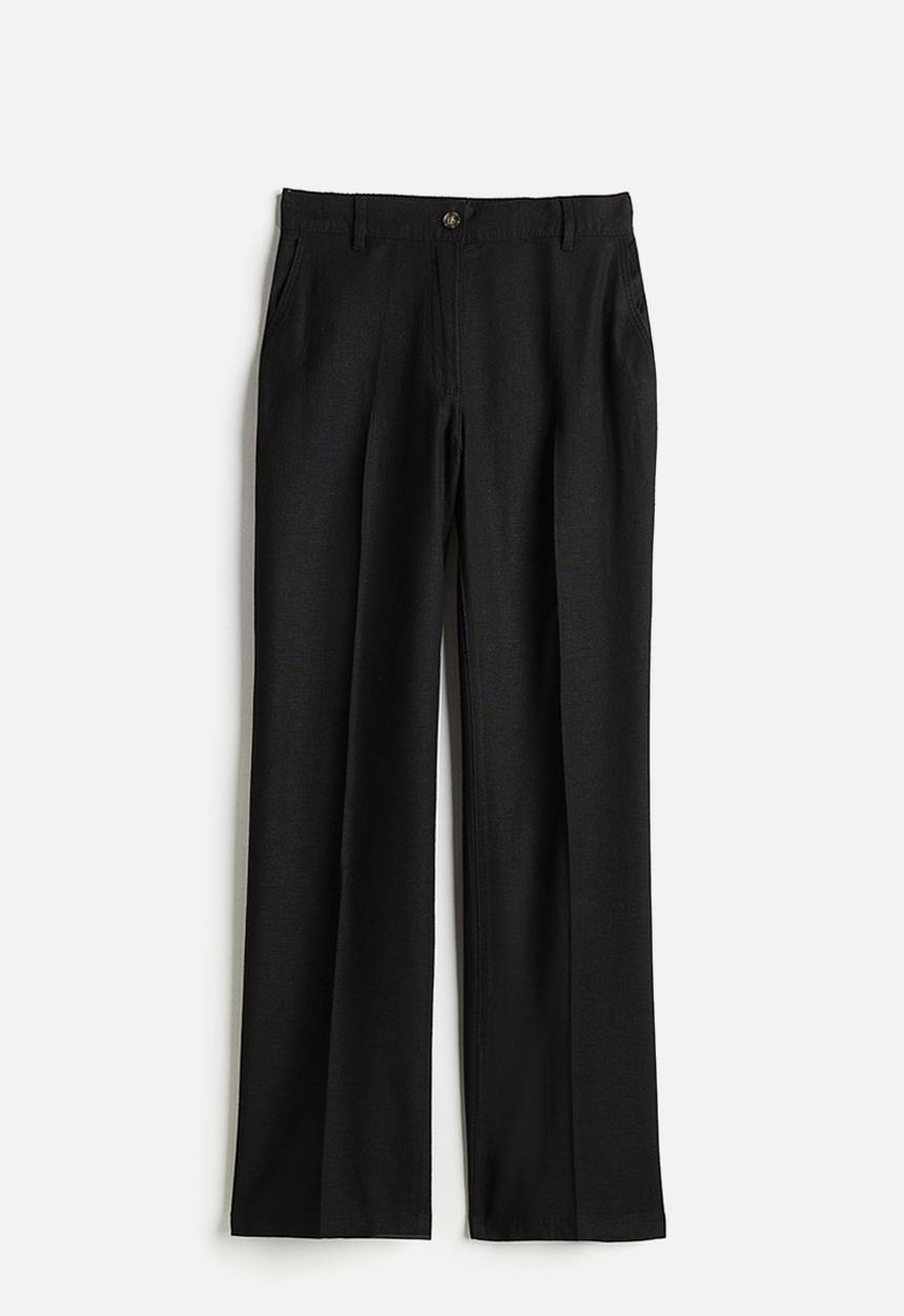 H&M - Linen-blend trousers - black