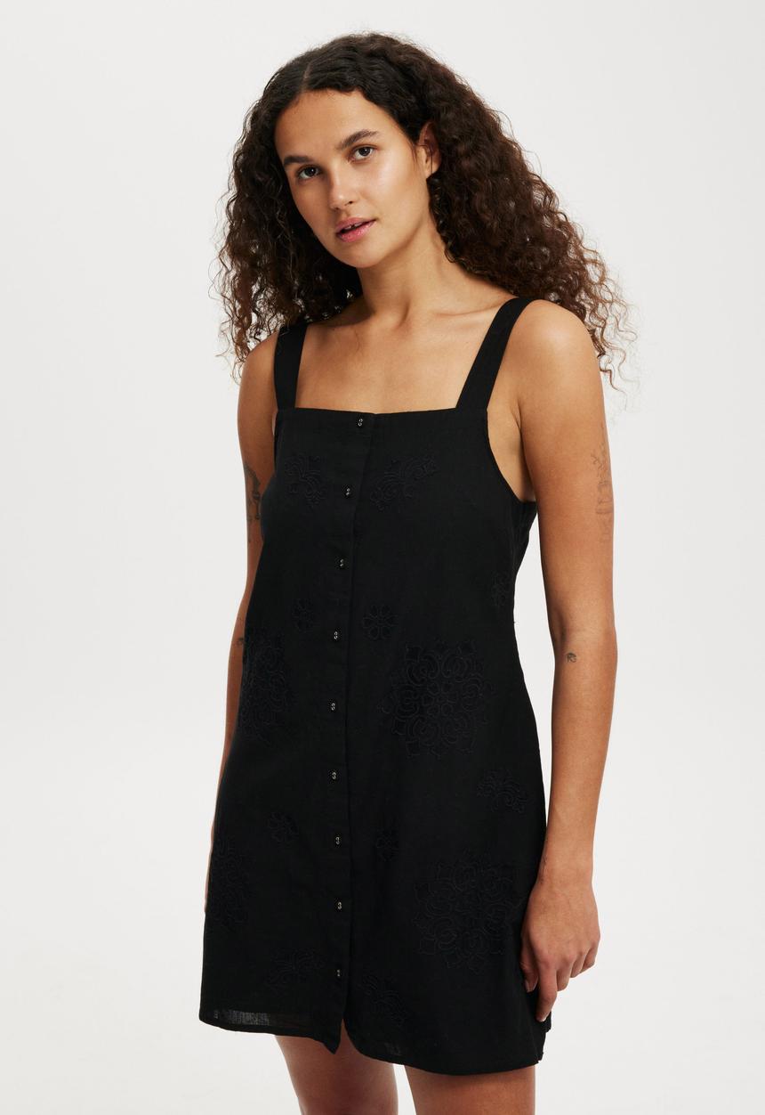 Cotton On - Kyha Embroidered Mini Dress - Black