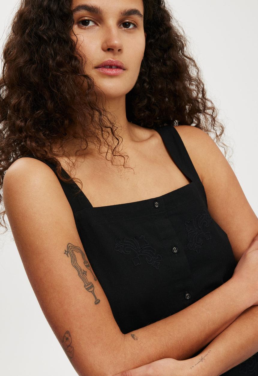 Cotton On - Kyha Embroidered Mini Dress - Black