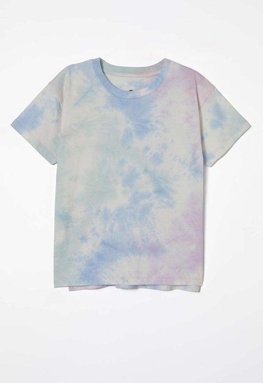 Cotton On - Poppy short sleeve graphic print tee - blush pink/barber blue tie dye