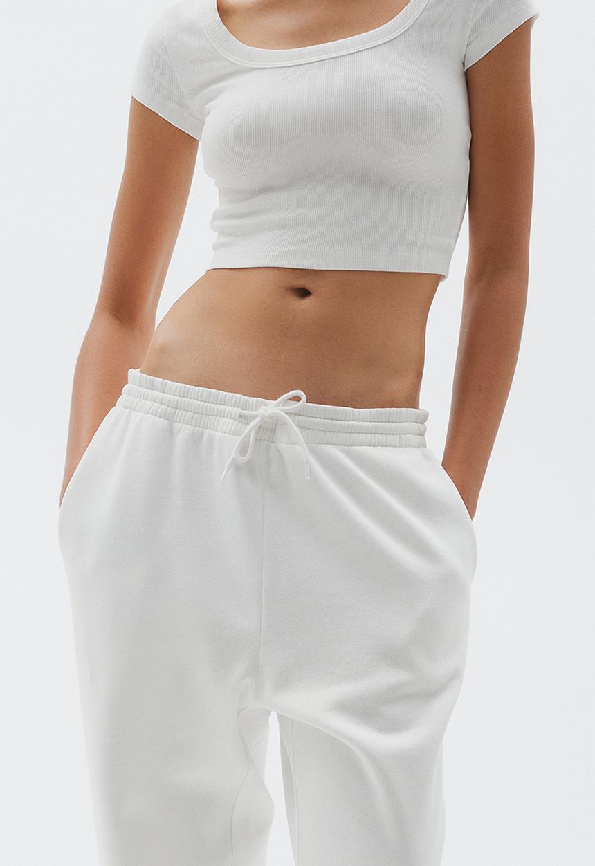 H&M - Cropped ribbed T-shirt - white