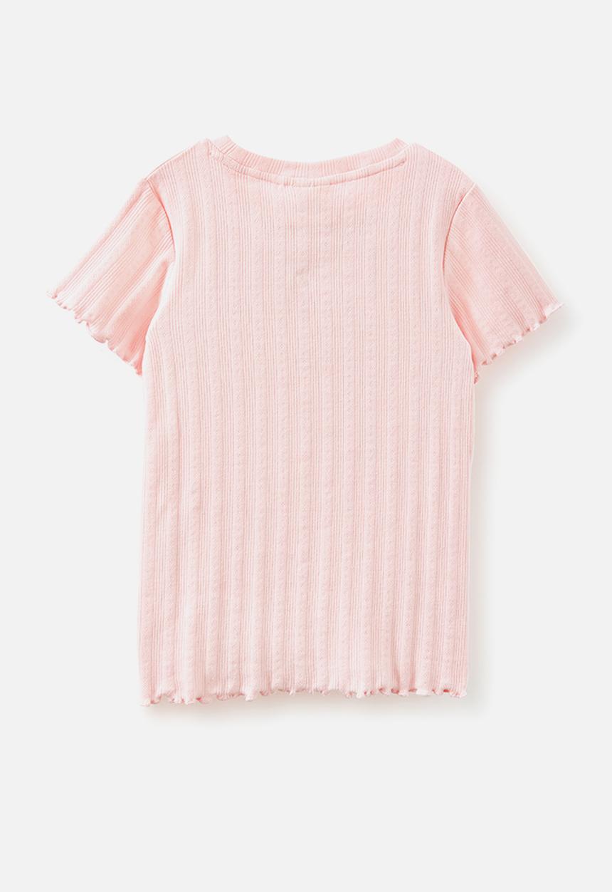 Cotton On - Raya rib baby tee - blush pink/bow