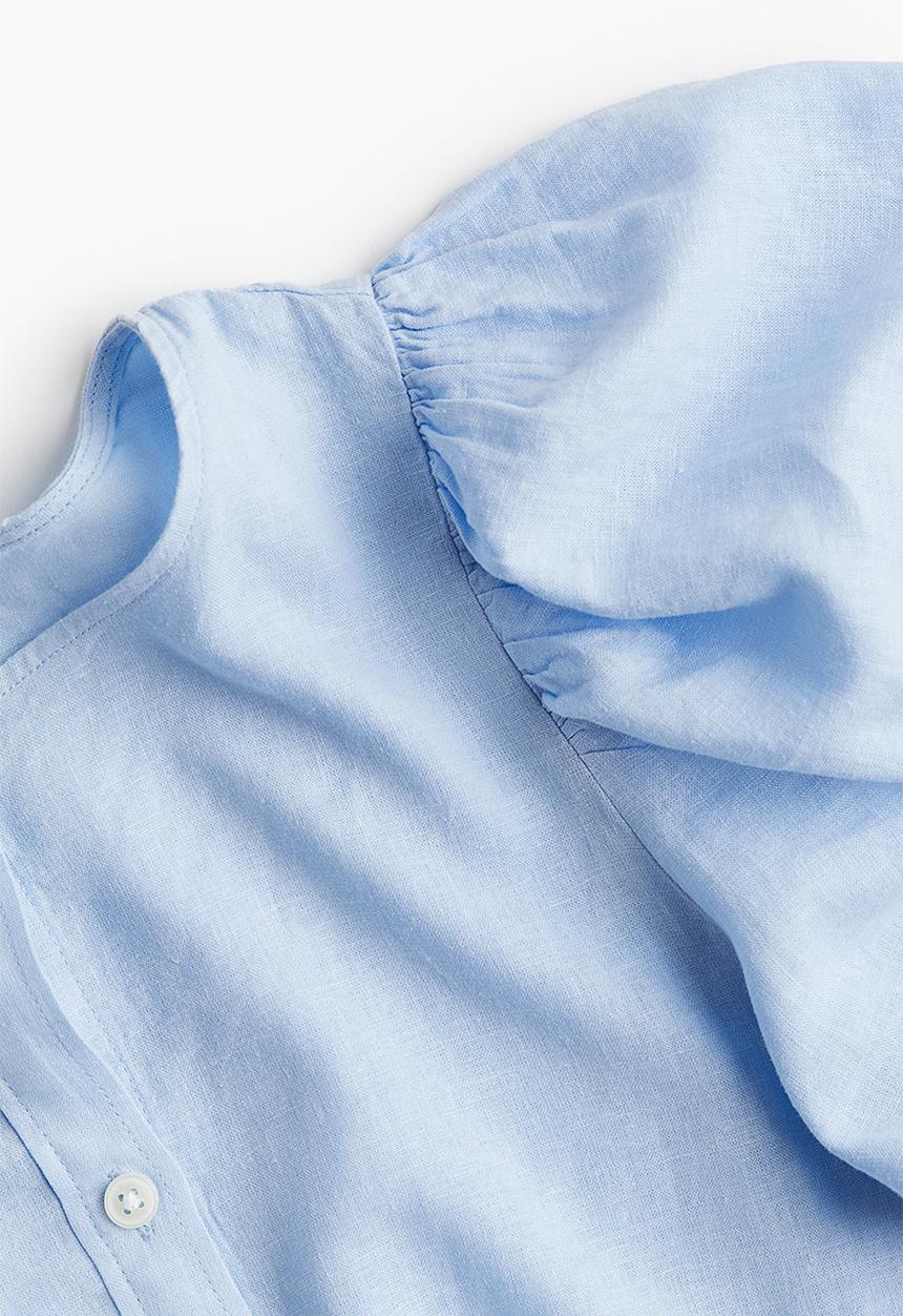 H&M - Linen-blend blouse - light blue