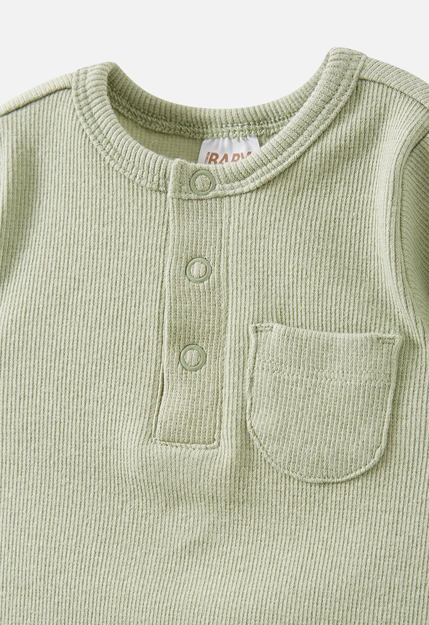 Cotton On - The long sleeve rib pocket bubbysuit - deep sage