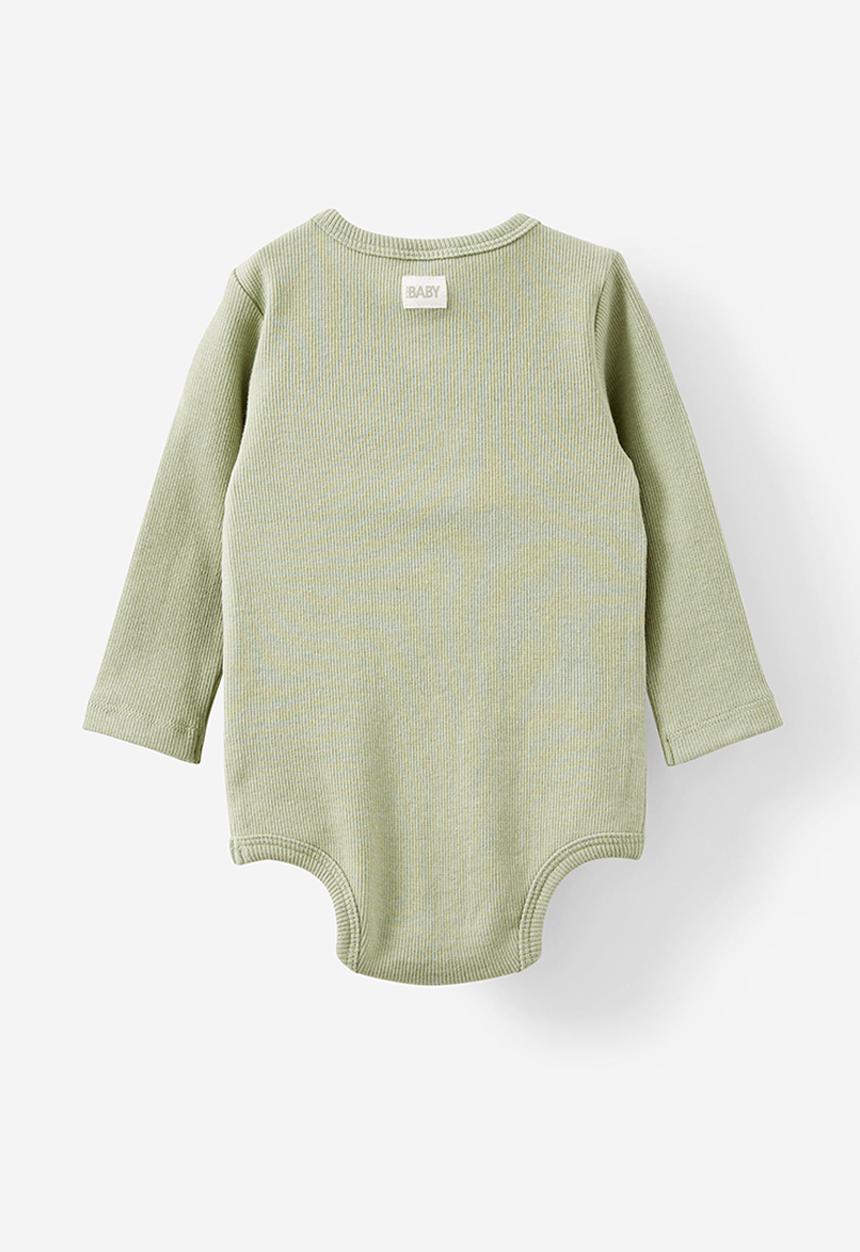 Cotton On - The long sleeve rib pocket bubbysuit - deep sage