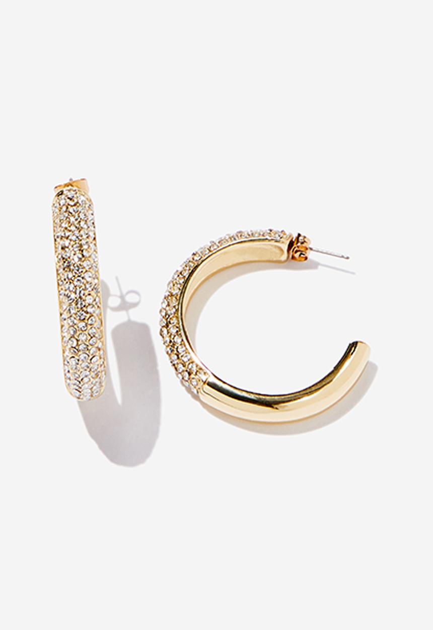 Rubi - Large hoop earring - up diamante hoop gold
