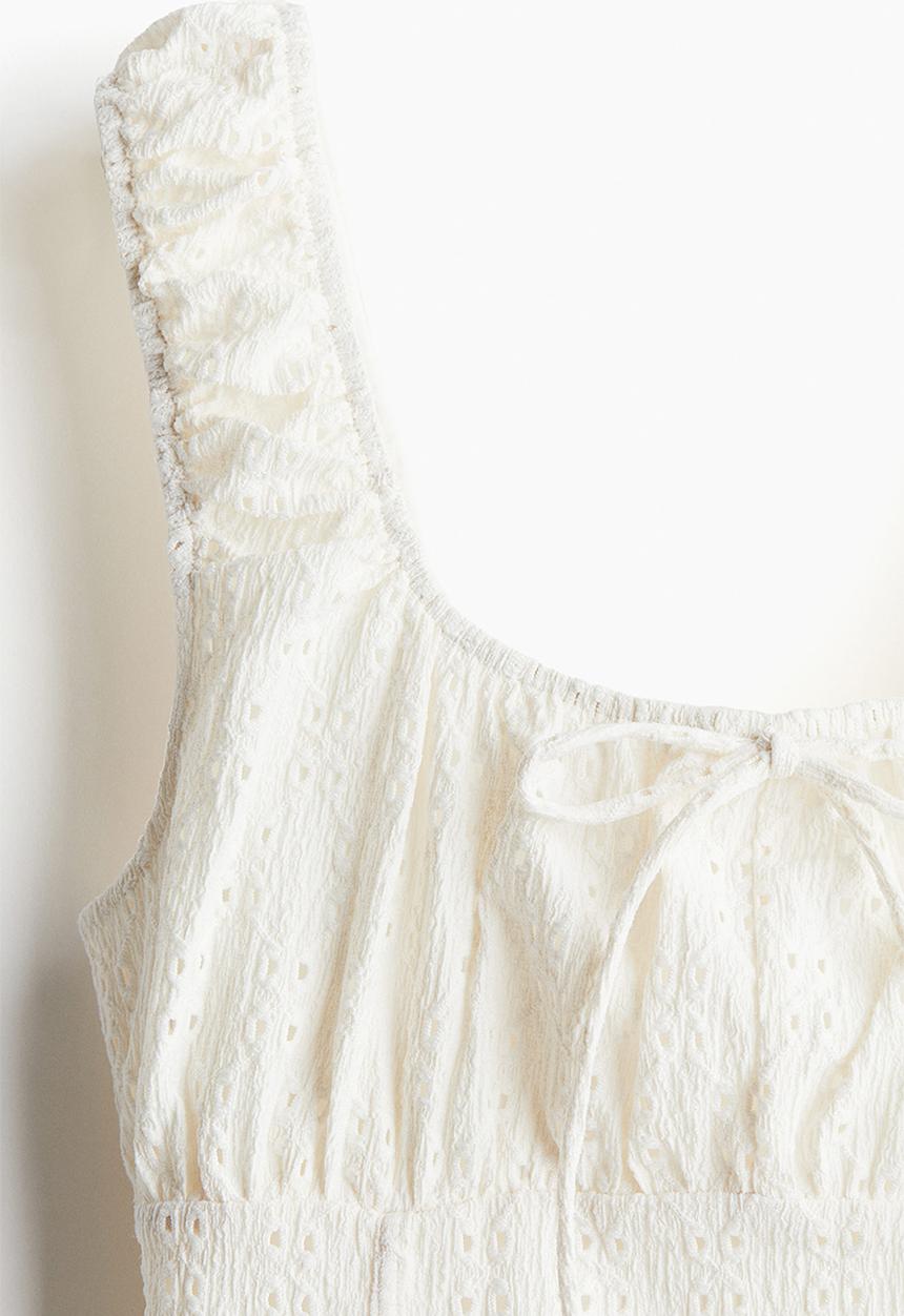 H&M - Corset-style jersey mini dress - cream