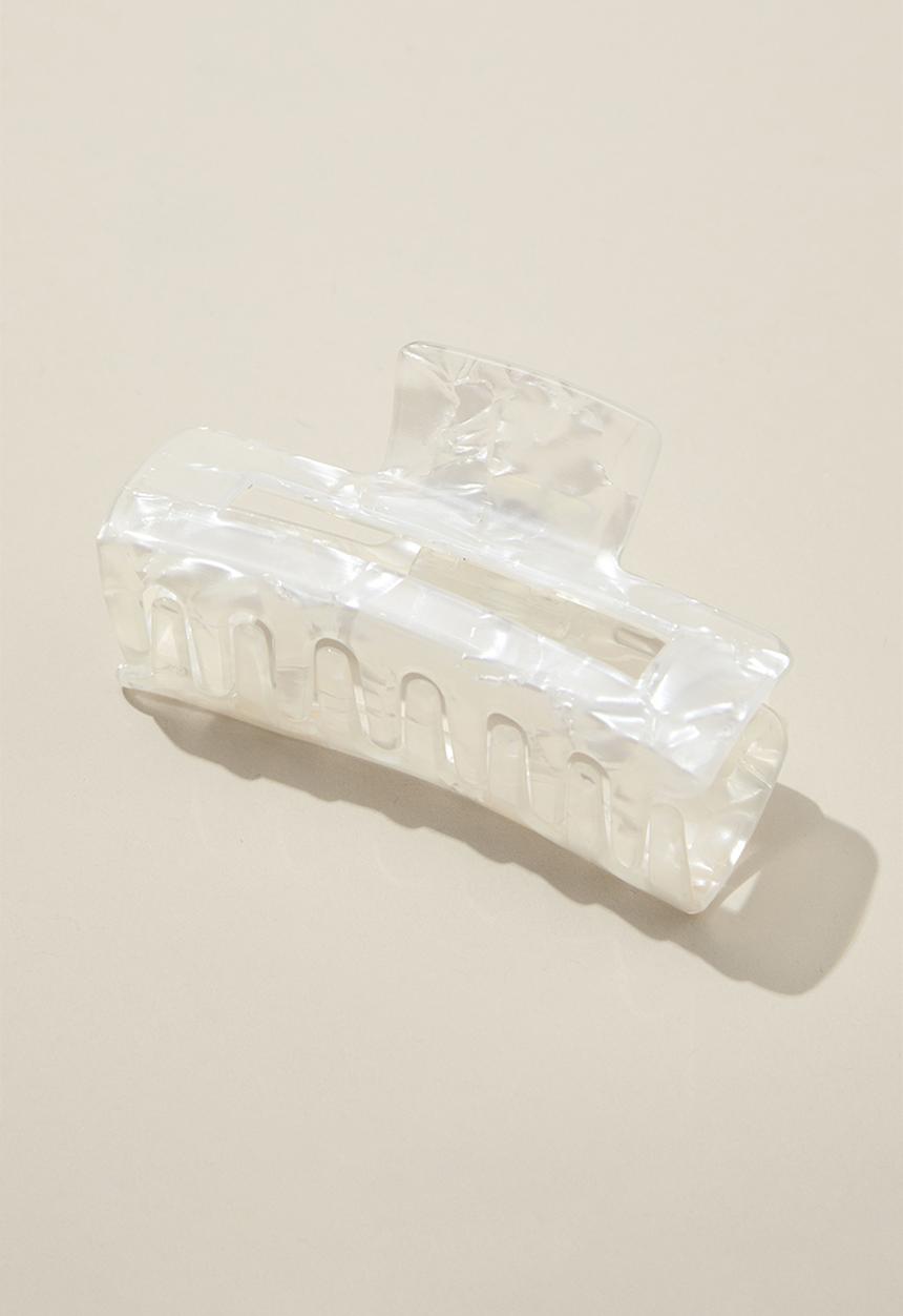 Rubi - Amber hair claw - bright white marble