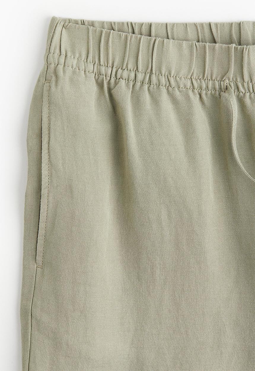 H&M - Linen-blend pull-on trousers - light khaki green
