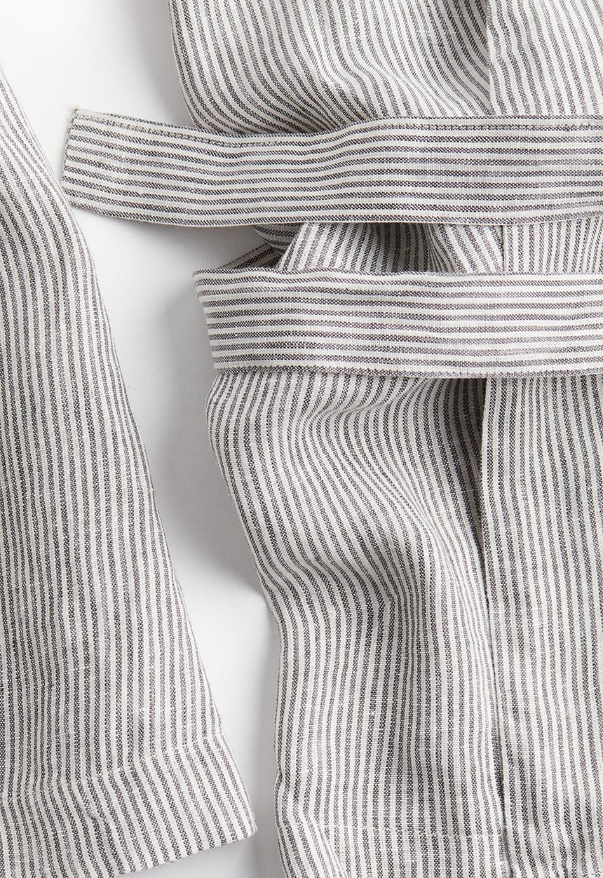 H&M - Linen wrap top - beige striped