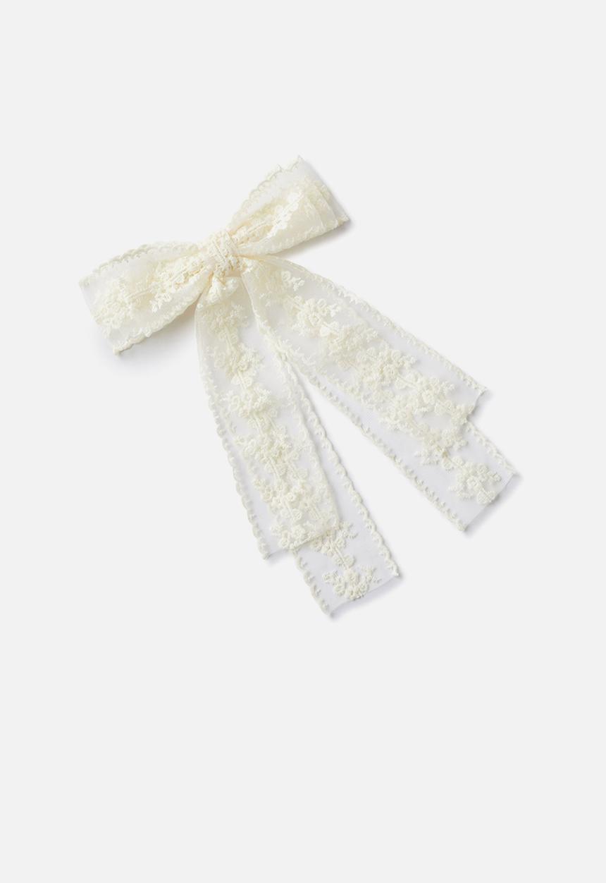 Rubi - Tilly hair bow - ecru lace