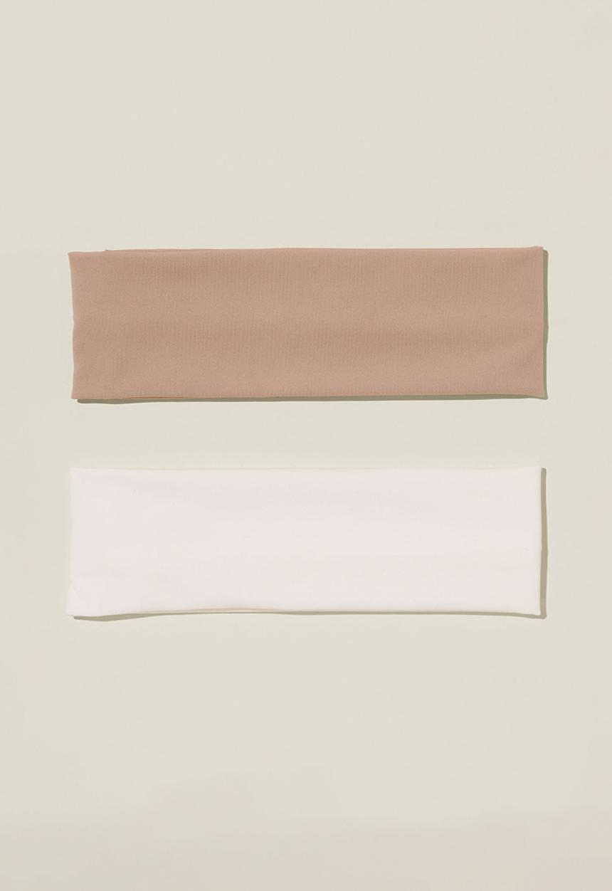 Rubi - 2pk soft headband - white and titanium smooth