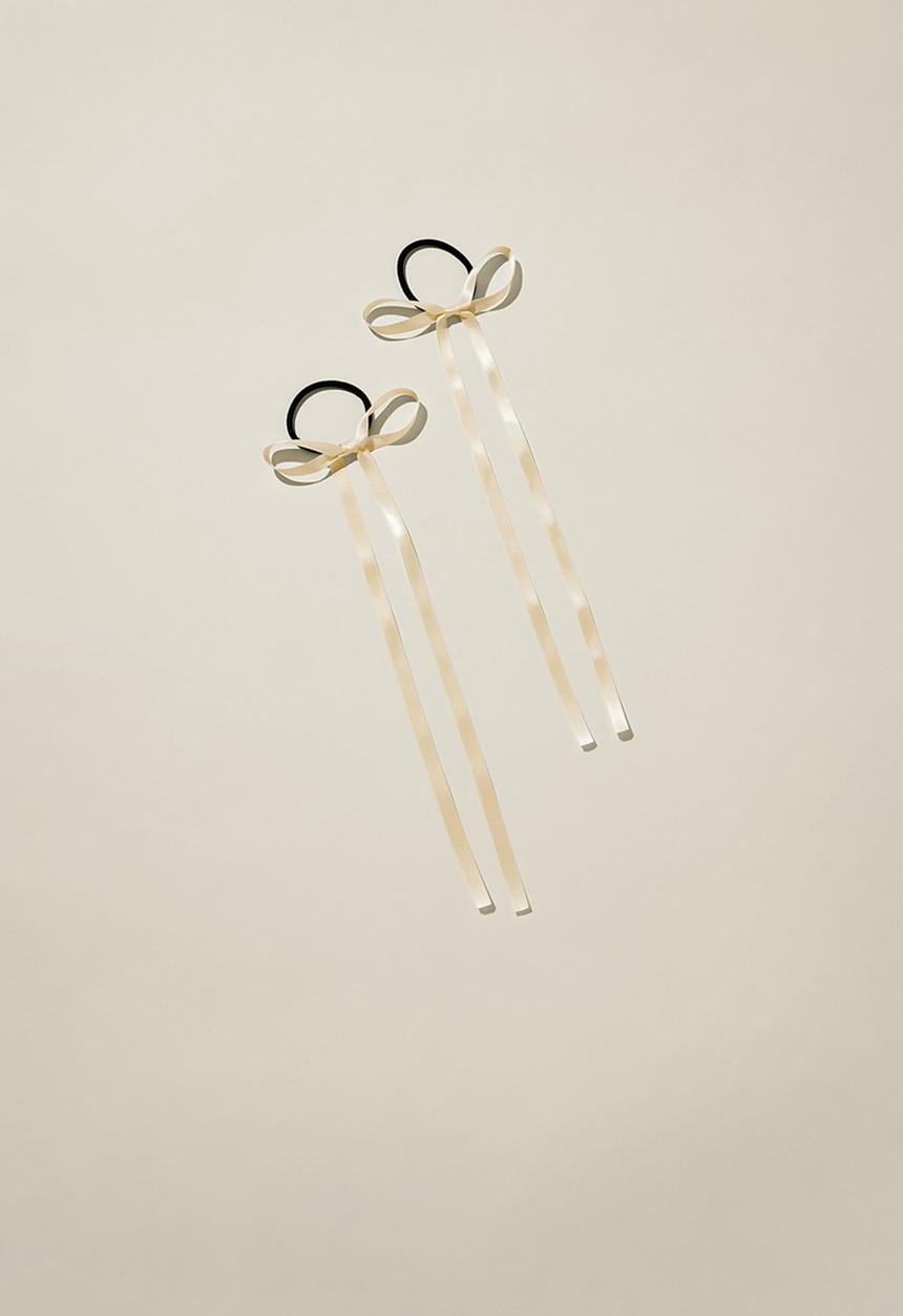 Rubi - 2pk poppy hair bows - ecru