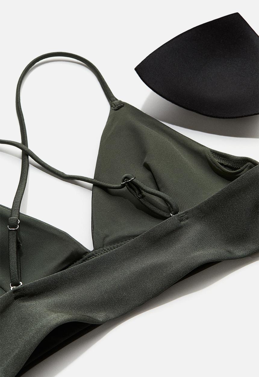 H&M - Padded bikini top - dark khaki green