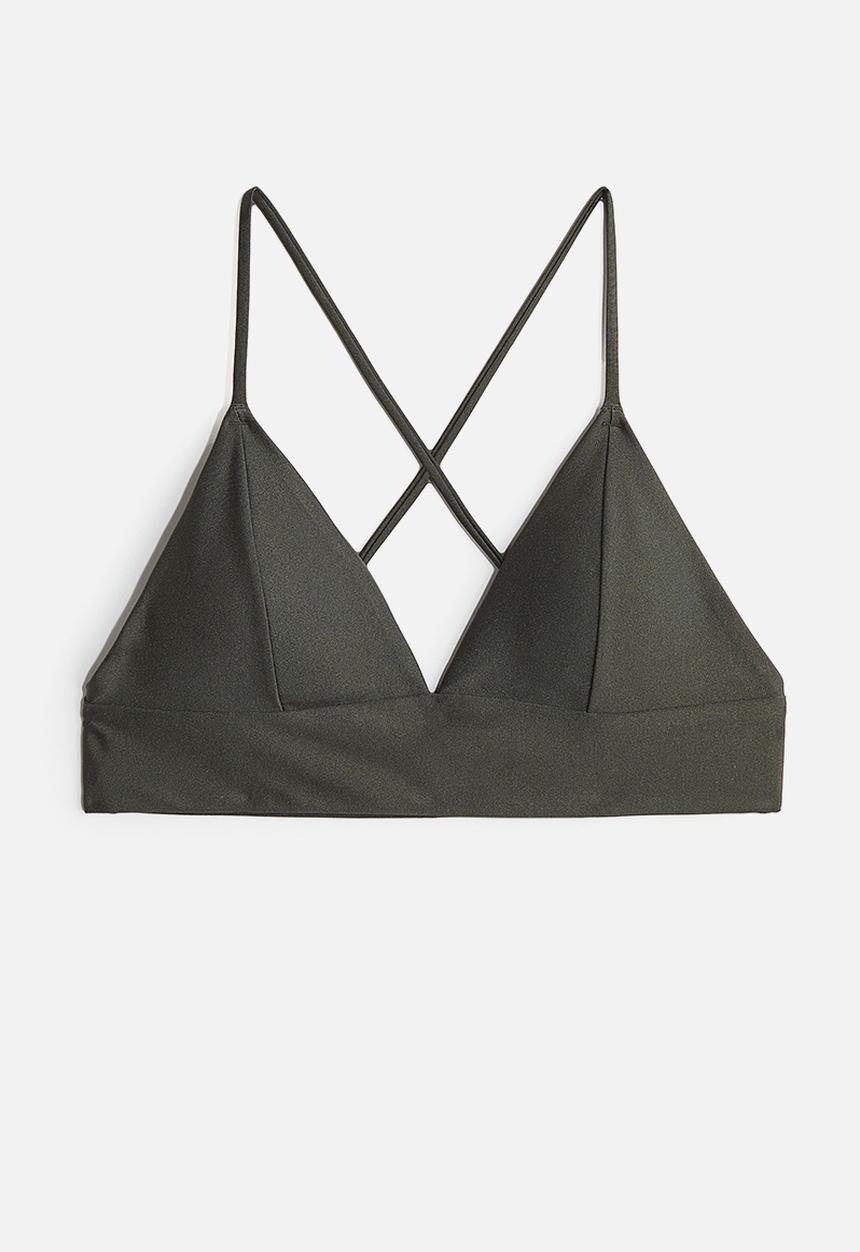 H&M - Padded bikini top - dark khaki green