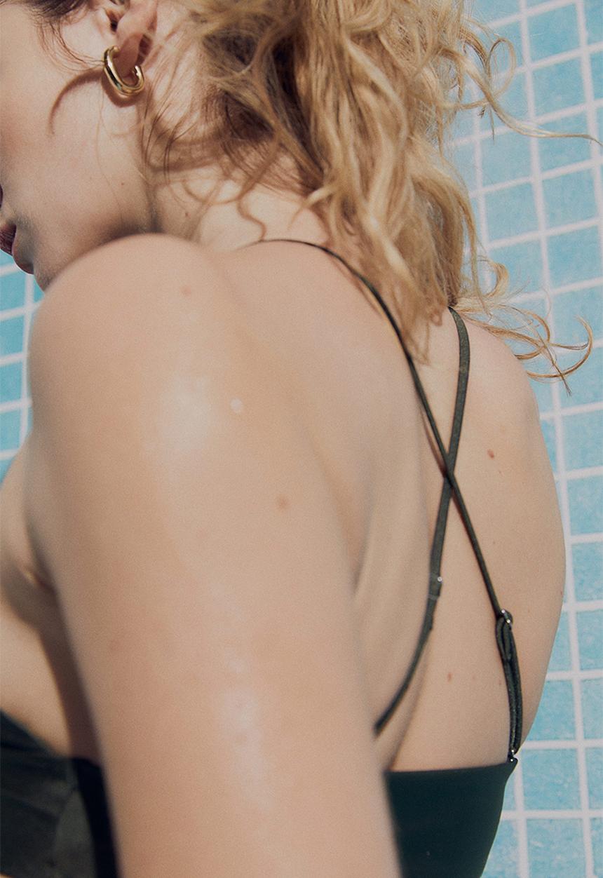 H&M - Padded bikini top - dark khaki green