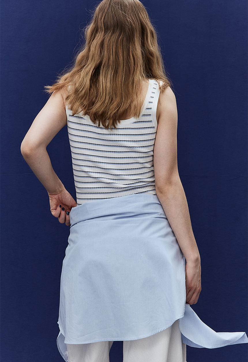 H&M - Rib-knit vest top - cream striped
