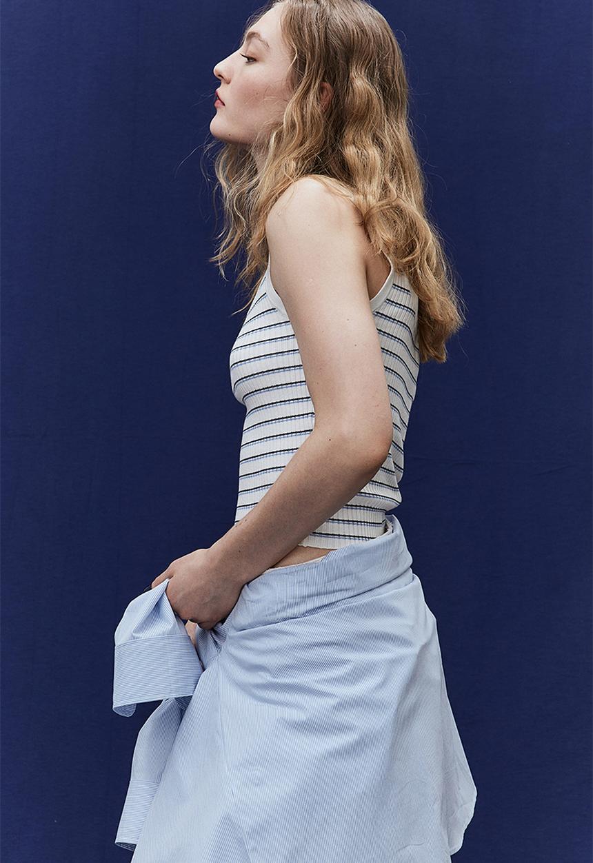 H&M - Rib-knit vest top - cream striped