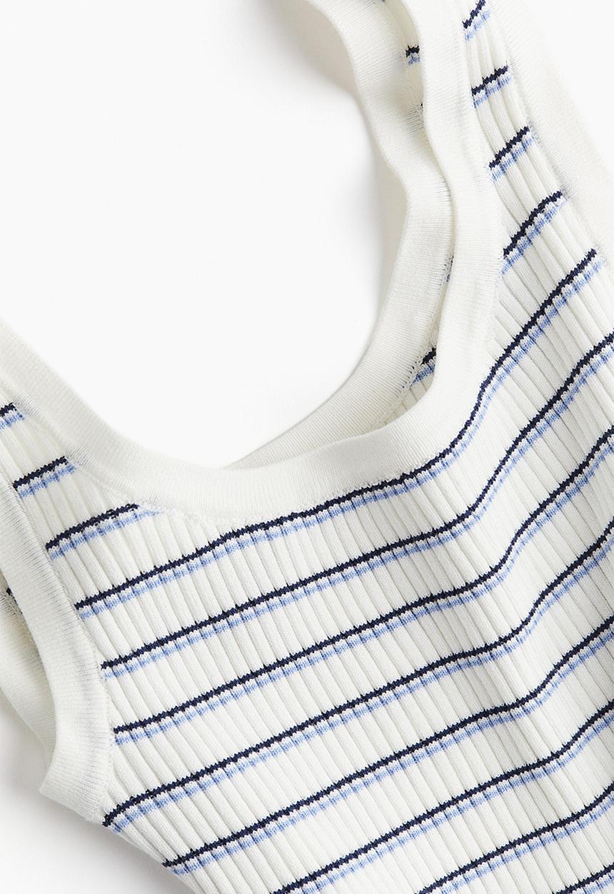 H&M - Rib-knit vest top - cream striped