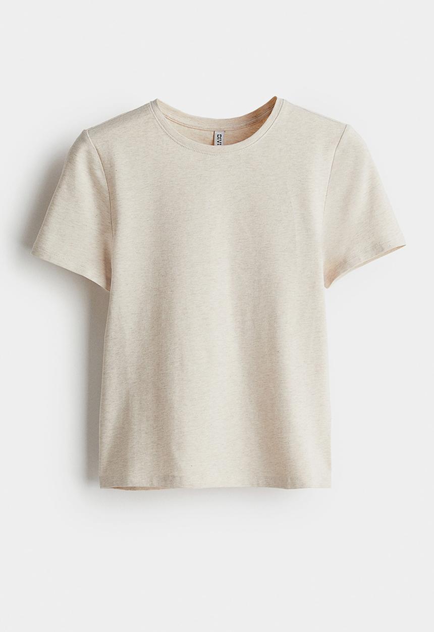 H&M - Fitted T-shirt - beige