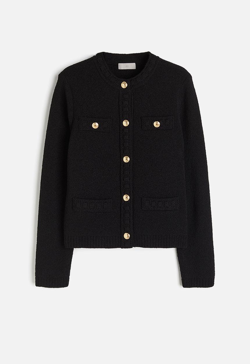 H&M - Textured-knit cardigan - black