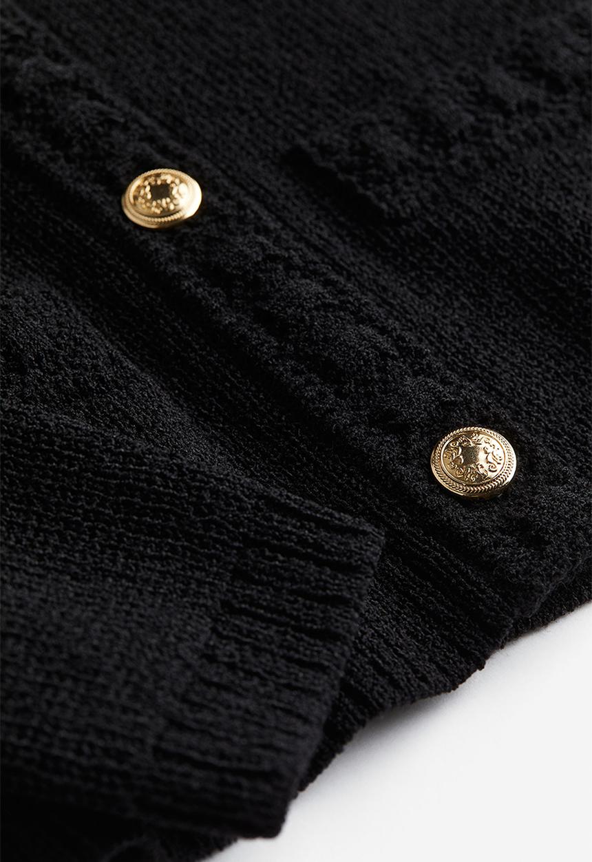 H&M - Textured-knit cardigan - black