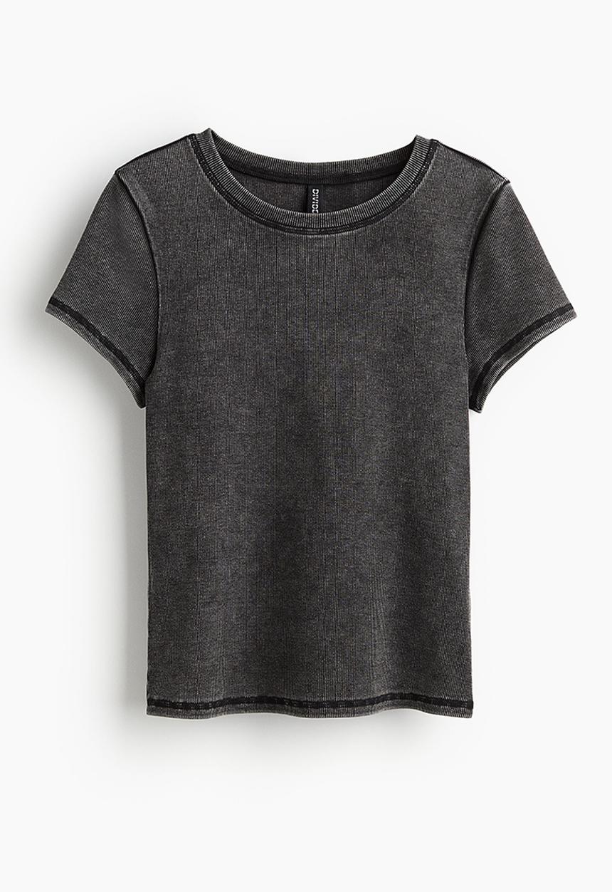 H&M - Fitted T-shirt - black/washed