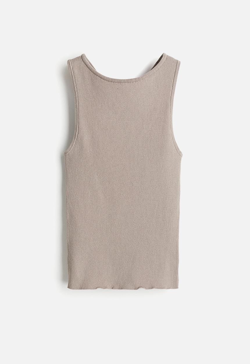 H&M - Rib-knit cross-back vest top - light greige