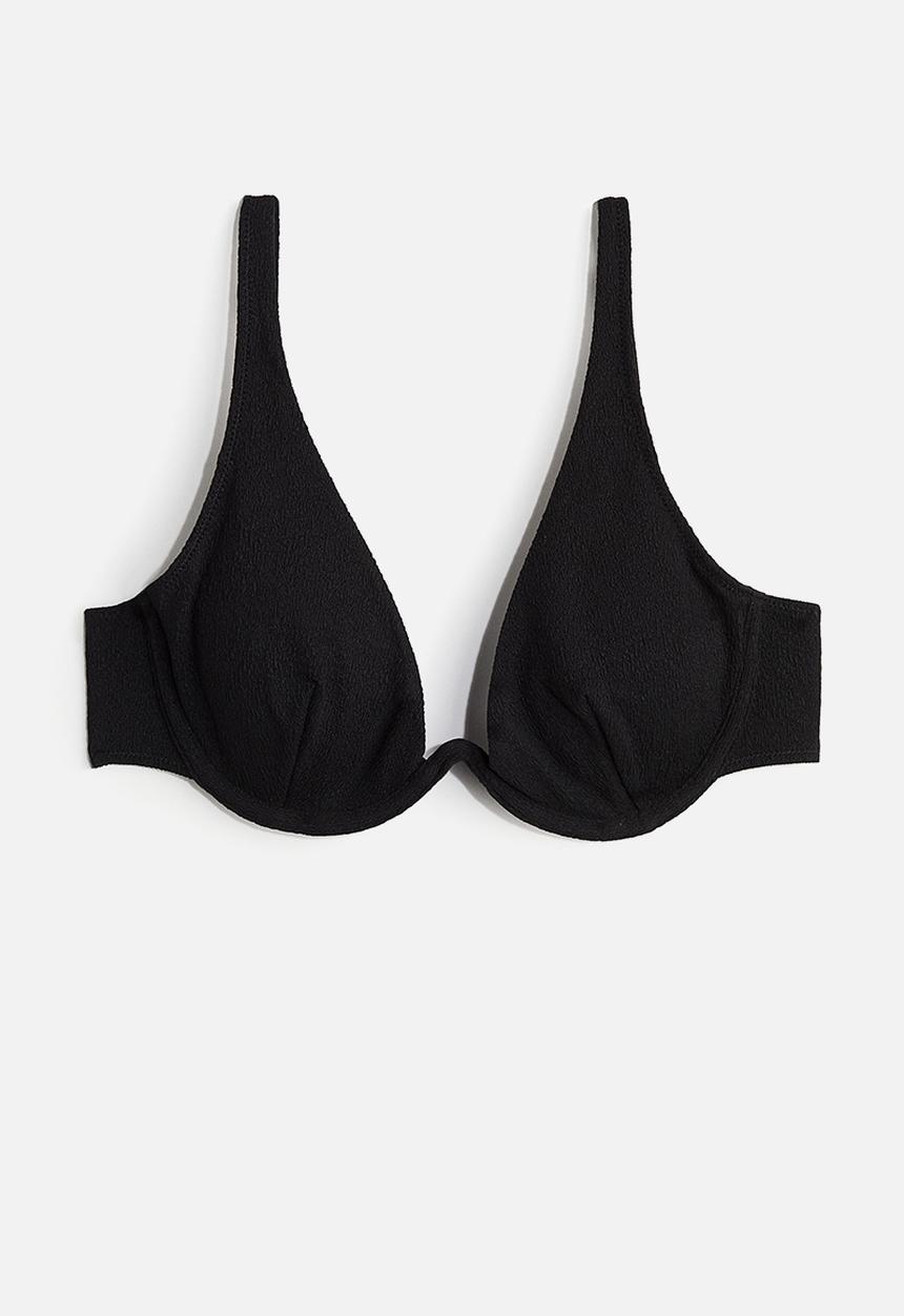 H&M - Deep plunge padded bikini top - black