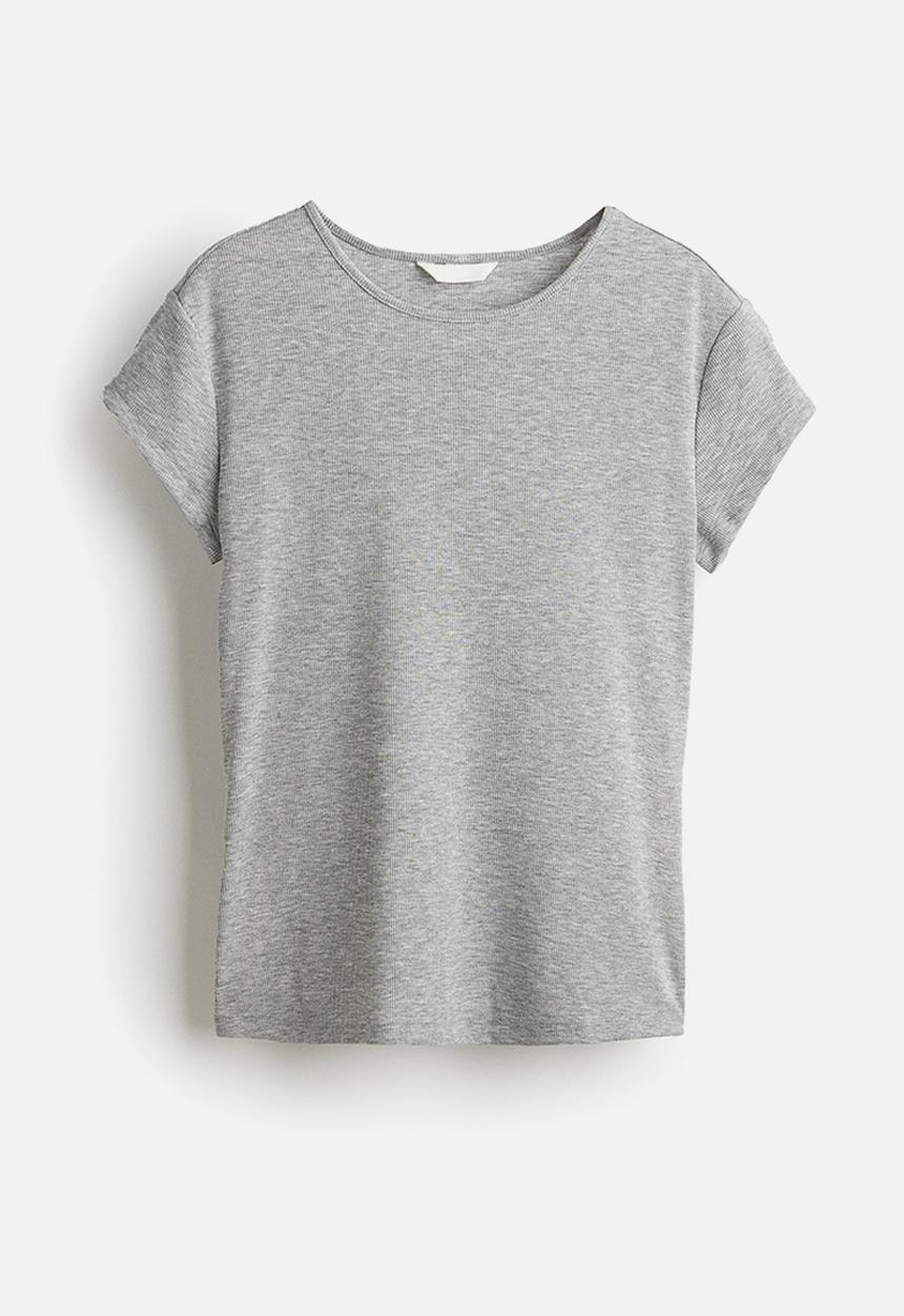 H&M - Fitted T-shirt - light grey marl
