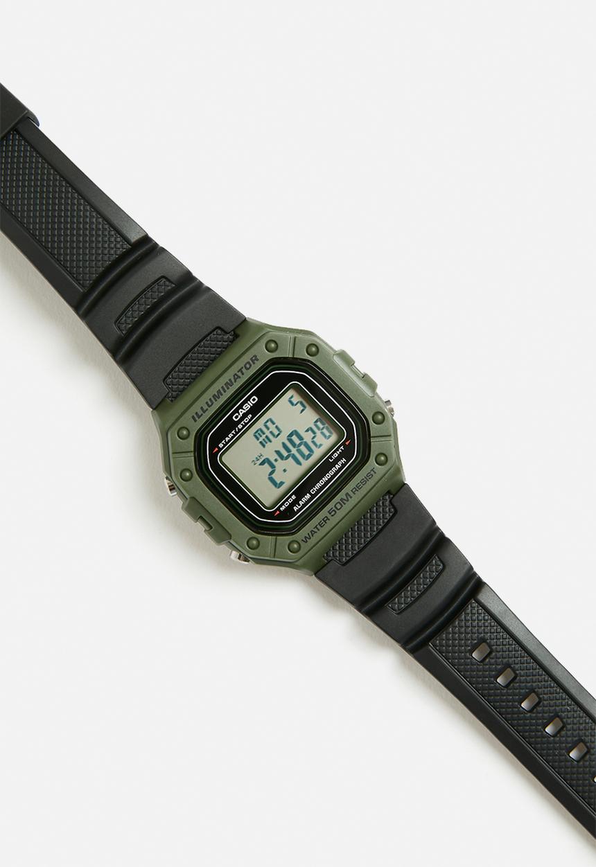 Casio - Digital green case watch - black & green