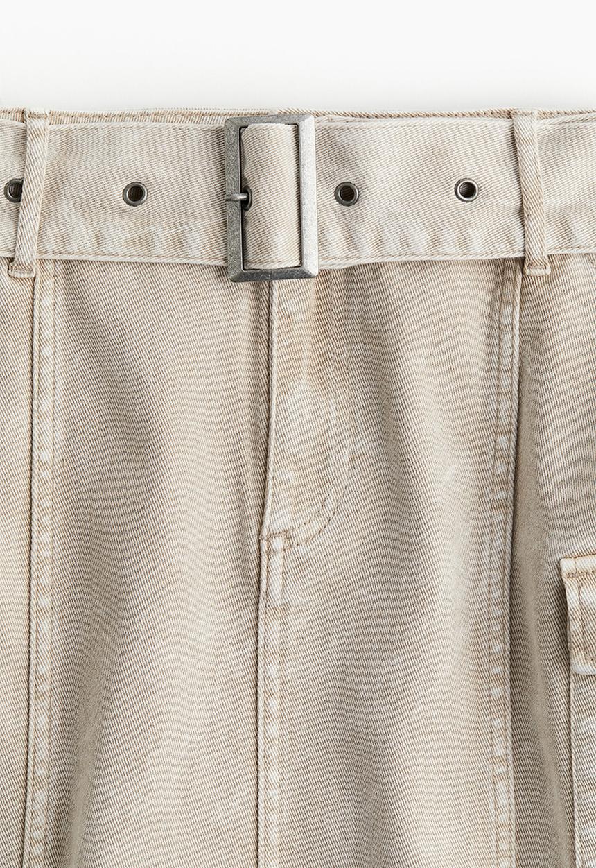 H&M - Belted mini skirt - beige