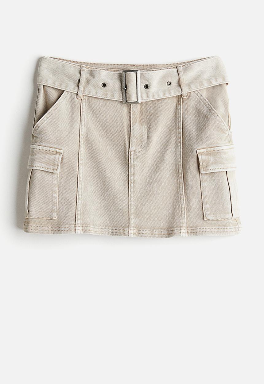 H&M - Belted mini skirt - beige