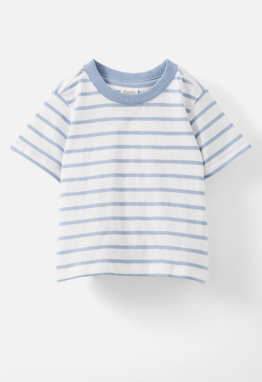 Cotton On - Jamie short sleeve tee - dusty blue/vanilla riley stripe