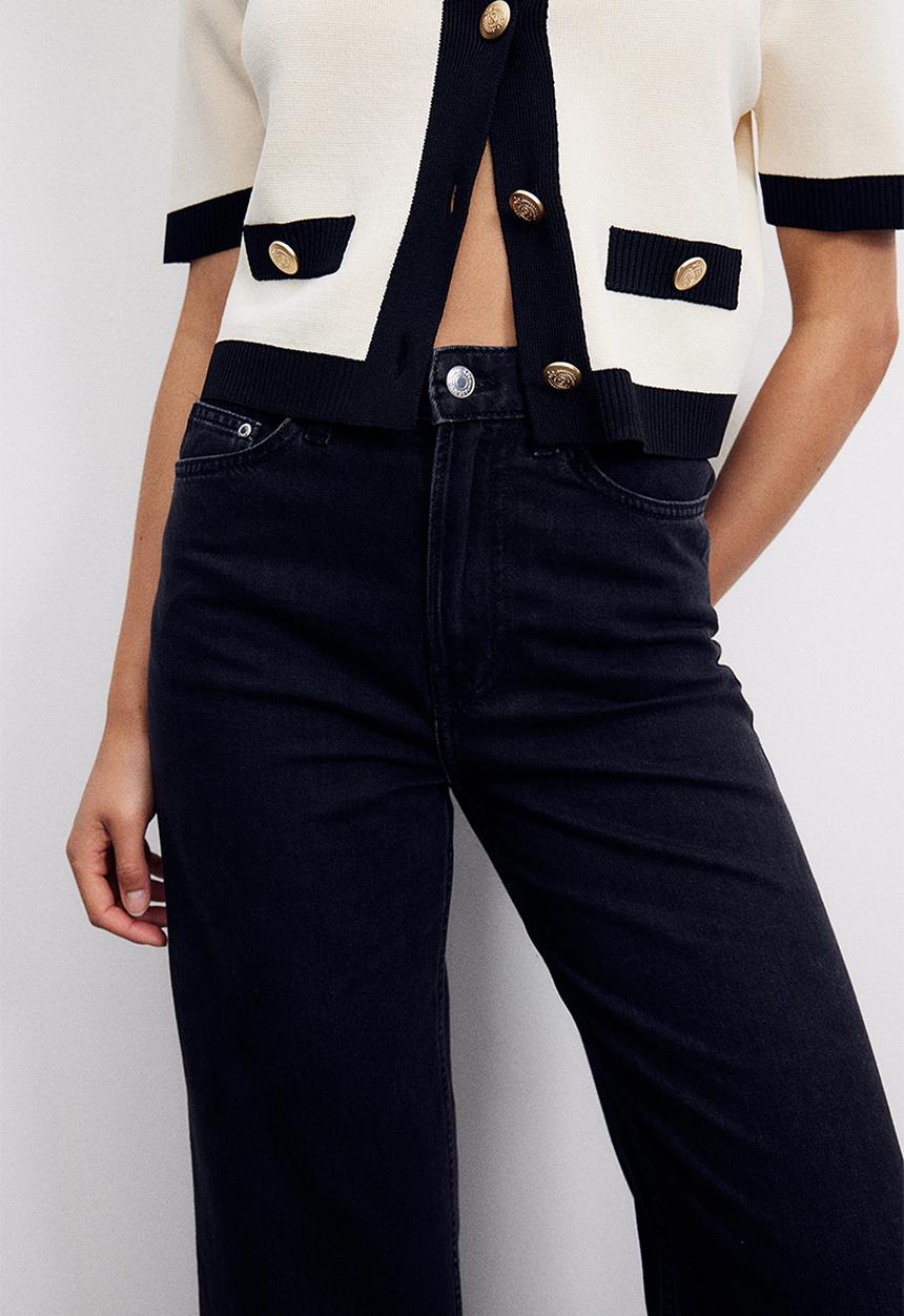 H&M - Wide ultra high jeans - black